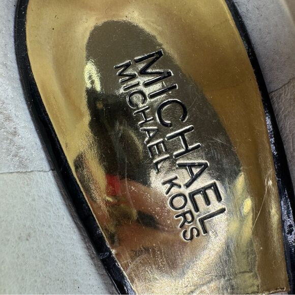 Michael Kors York Leopard Print Calf Hair Platform Peep Toe Pump Brown Black 7.5 - Picture 10 of 13